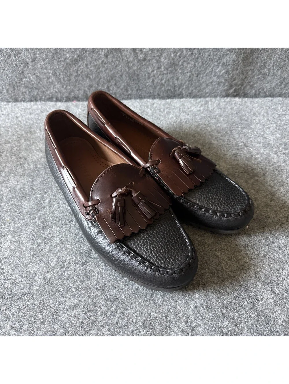 Allen Edmonds Nashua Tassel Loafers Men's 8.5 E Black Brown Kiltie Slip-On 42250